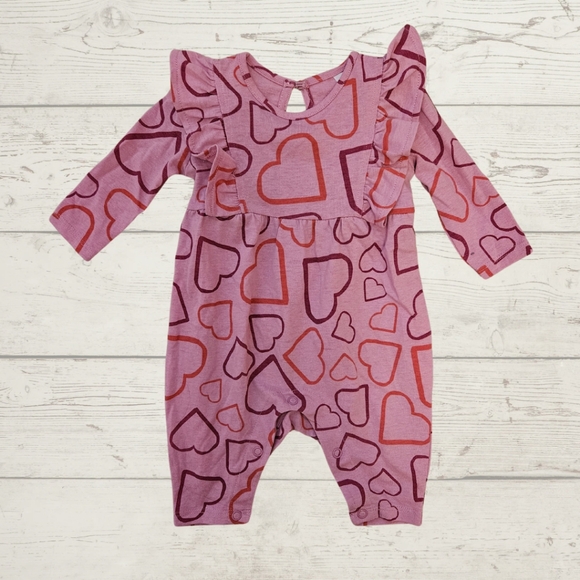 Okie Dokie Ruffle Heart Print Romper Size Newborn - Picture 1 of 2